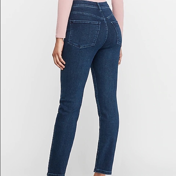 Express Highwaisted Dark Wash Slim Ankle Jeans - Picture 4 of 6